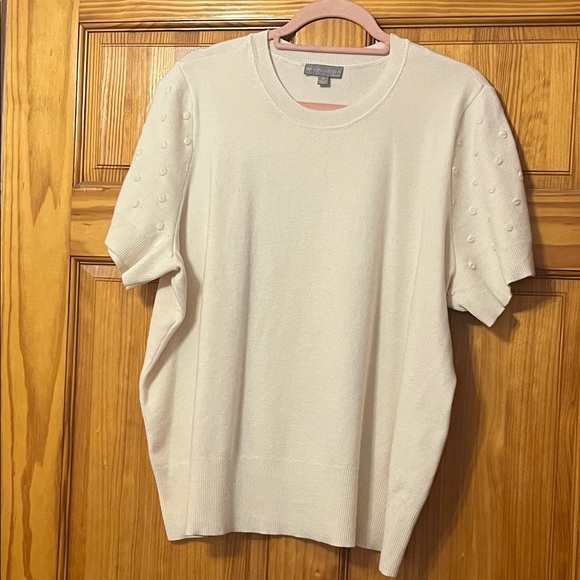 Revolution Women's Cream Short Sleeve Crew Neck Sweater - Picture 1 of 5